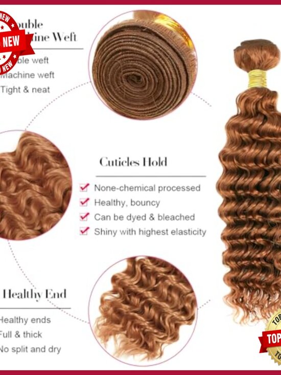 Brazilian Virgin Human Hair Extensions Deep Wave 3 Bundles Unprocessed